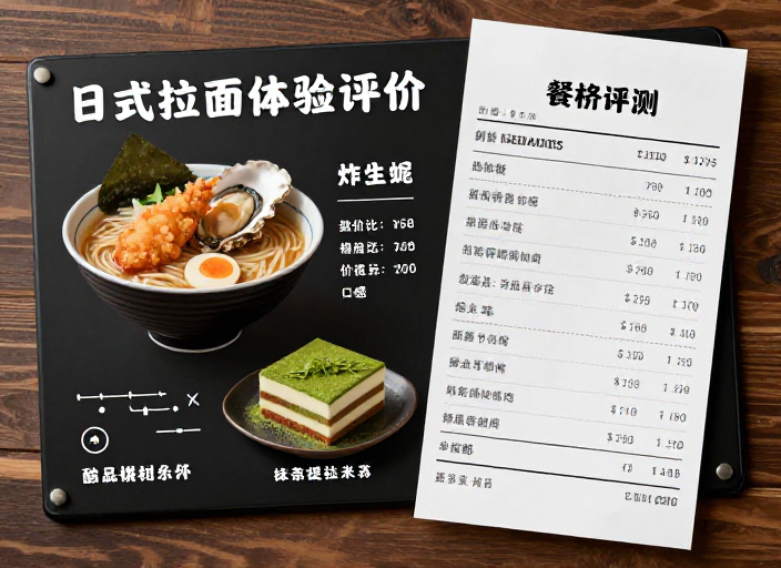 日式拉面店用餐体验与账单解析：炸生蚝、抹茶提拉米苏等菜品评测_stone记